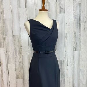 White House Black Market Black Belted Sheath Dress